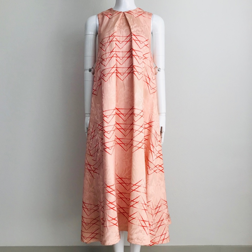 KAELEN NYC pink chevron jacquard tent dress